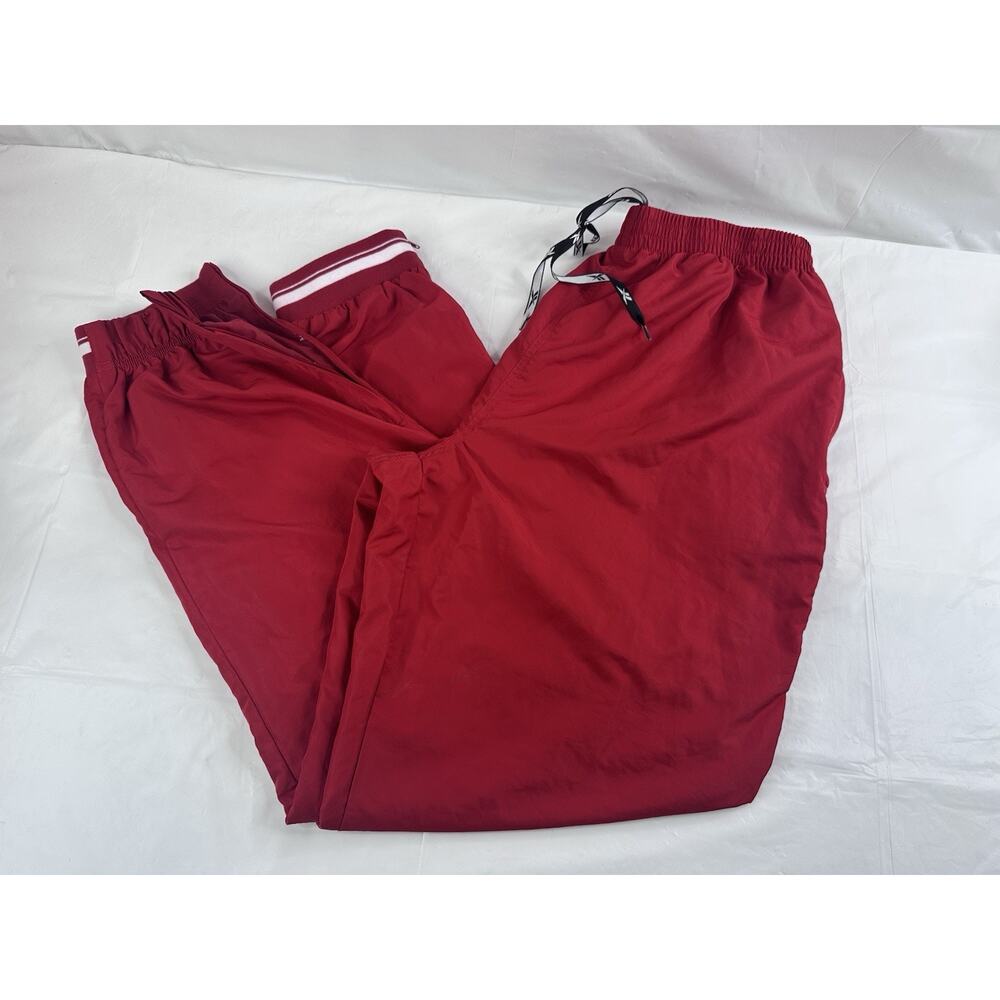 Reebok Men's Vintage Windbreaker Track Pants Y2K Zipper Bottom Red Size XL